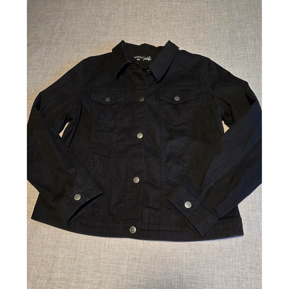 Riders by Lee Indigo Women's Black Denim Jacket Stretch Cotton XL ZFRJ3S0